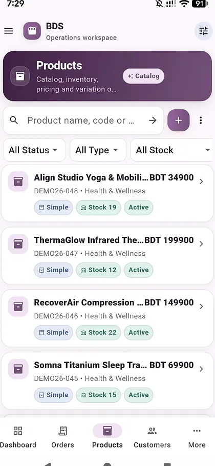 Flutter Android admin product management